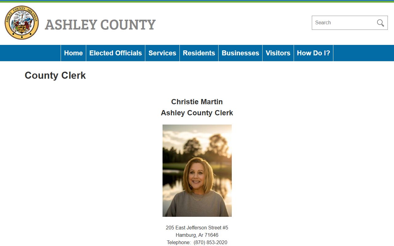 Ashley County obituary records county clerk website
