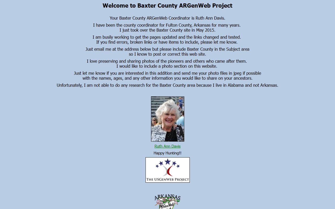 Baxter County obituary records ARGenWeb page