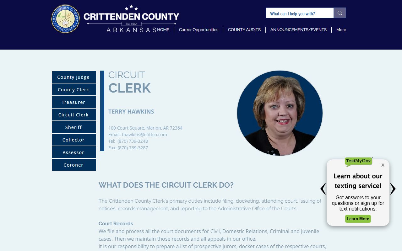 Crittenden County obituary circuit clerk records