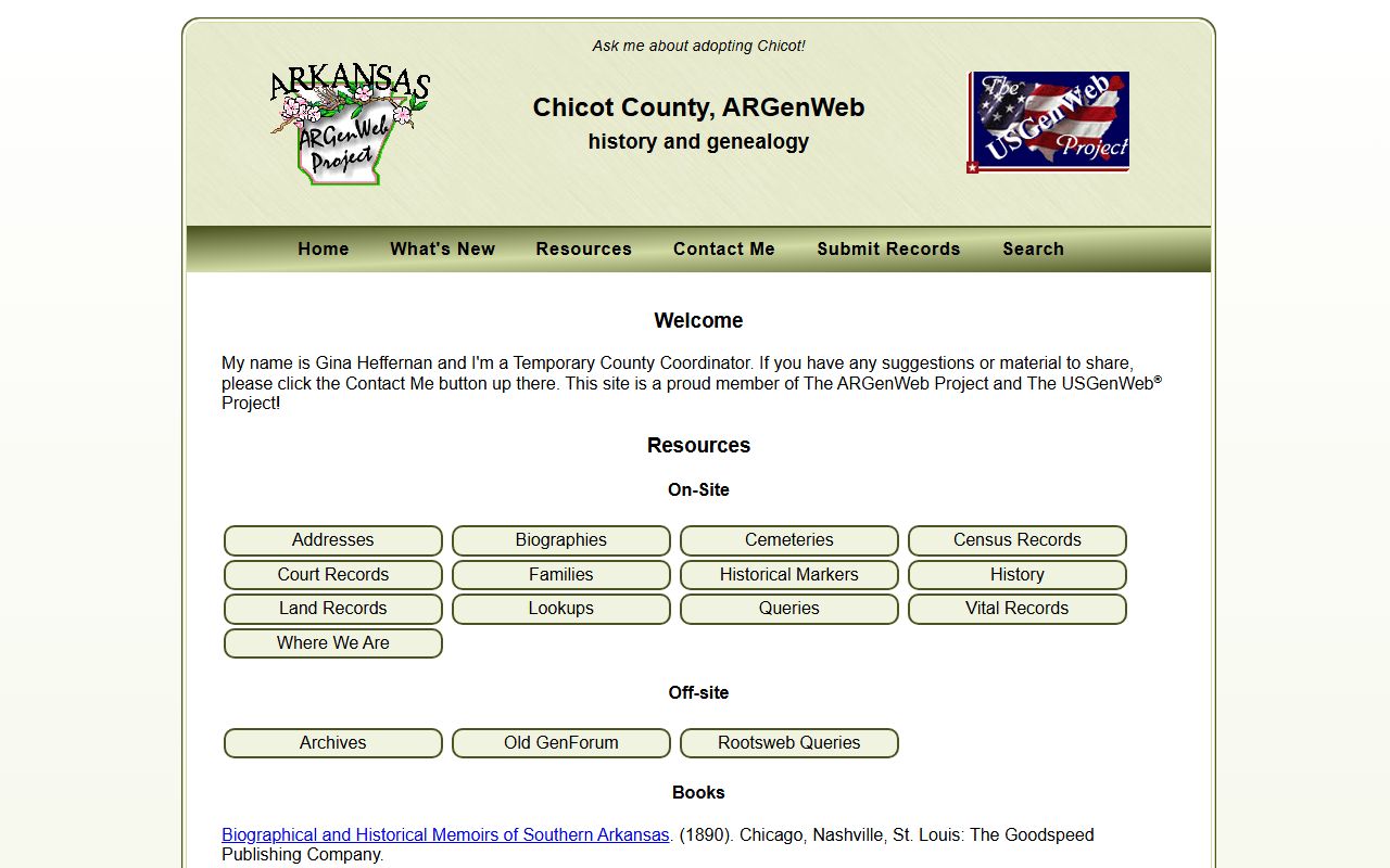 Chicot County obituary records ARGenWeb page