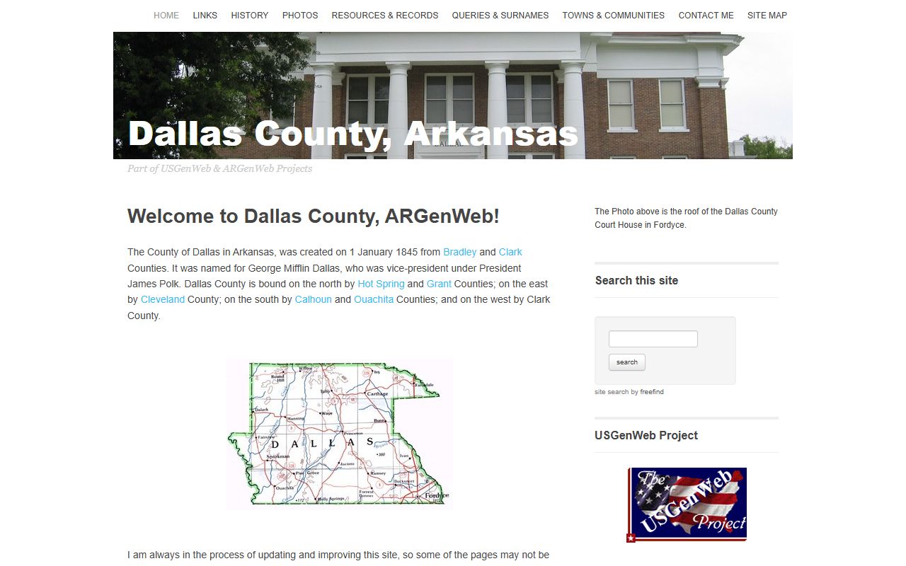 Dallas County Arkansas obituary records ARGenWeb page