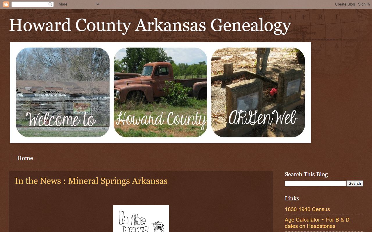 Howard County obituary records ARGenWeb page