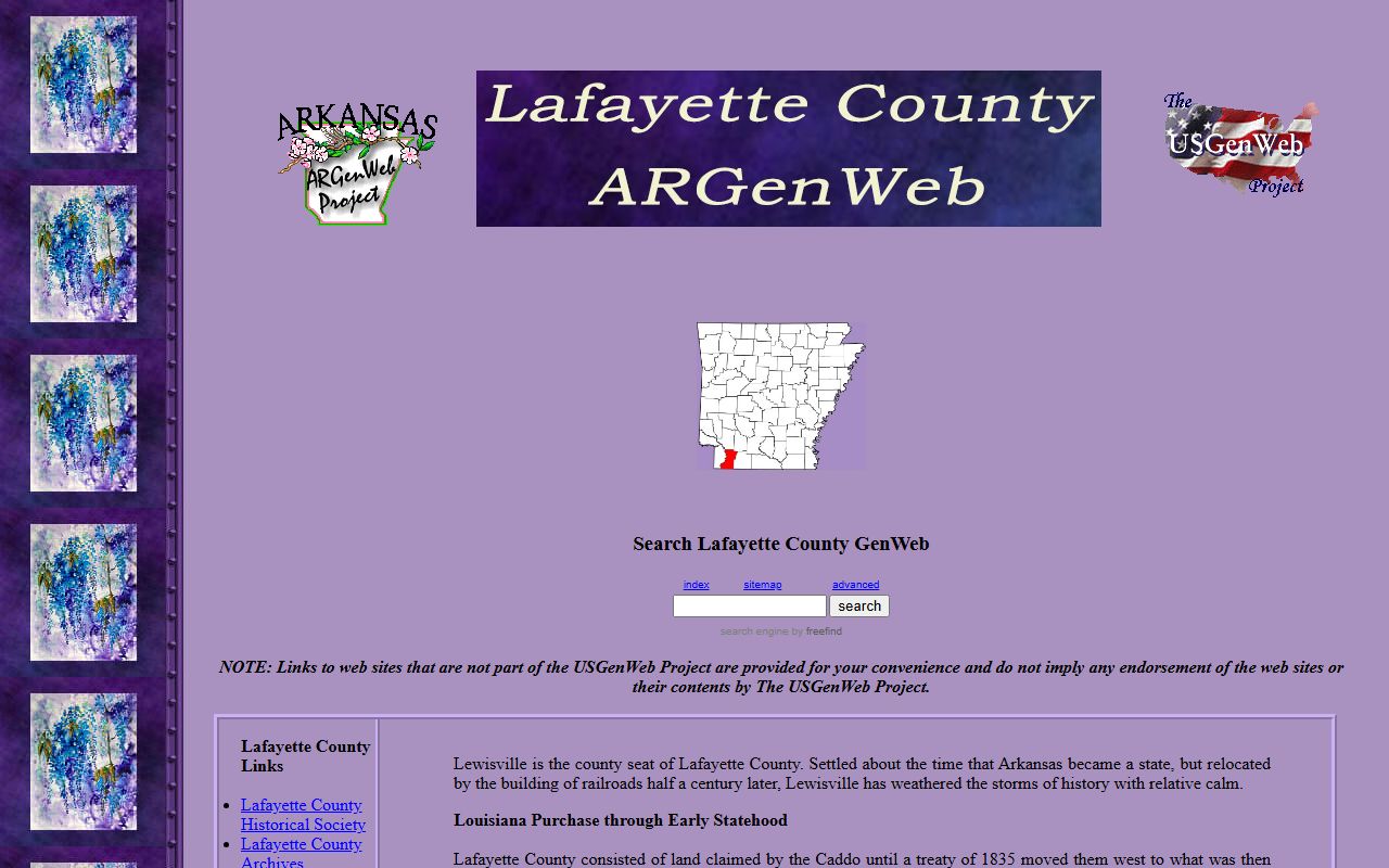 Lafayette County obituary records ARGenWeb page