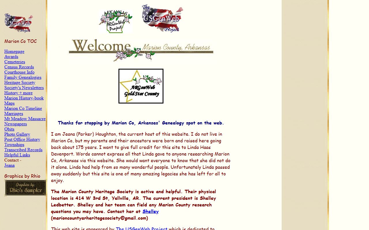 Marion County obituary records ARGenWeb page