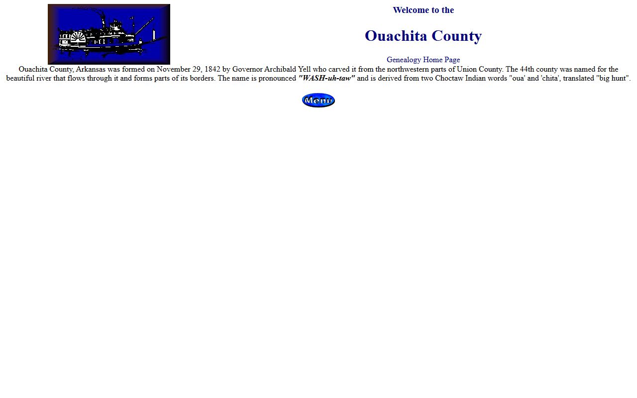 Ouachita County Arkansas obituary records ARGenWeb page
