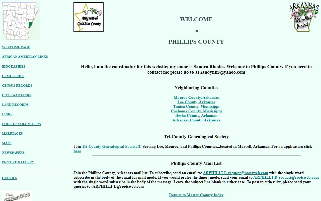 Phillips County obituary records ARGenWeb page