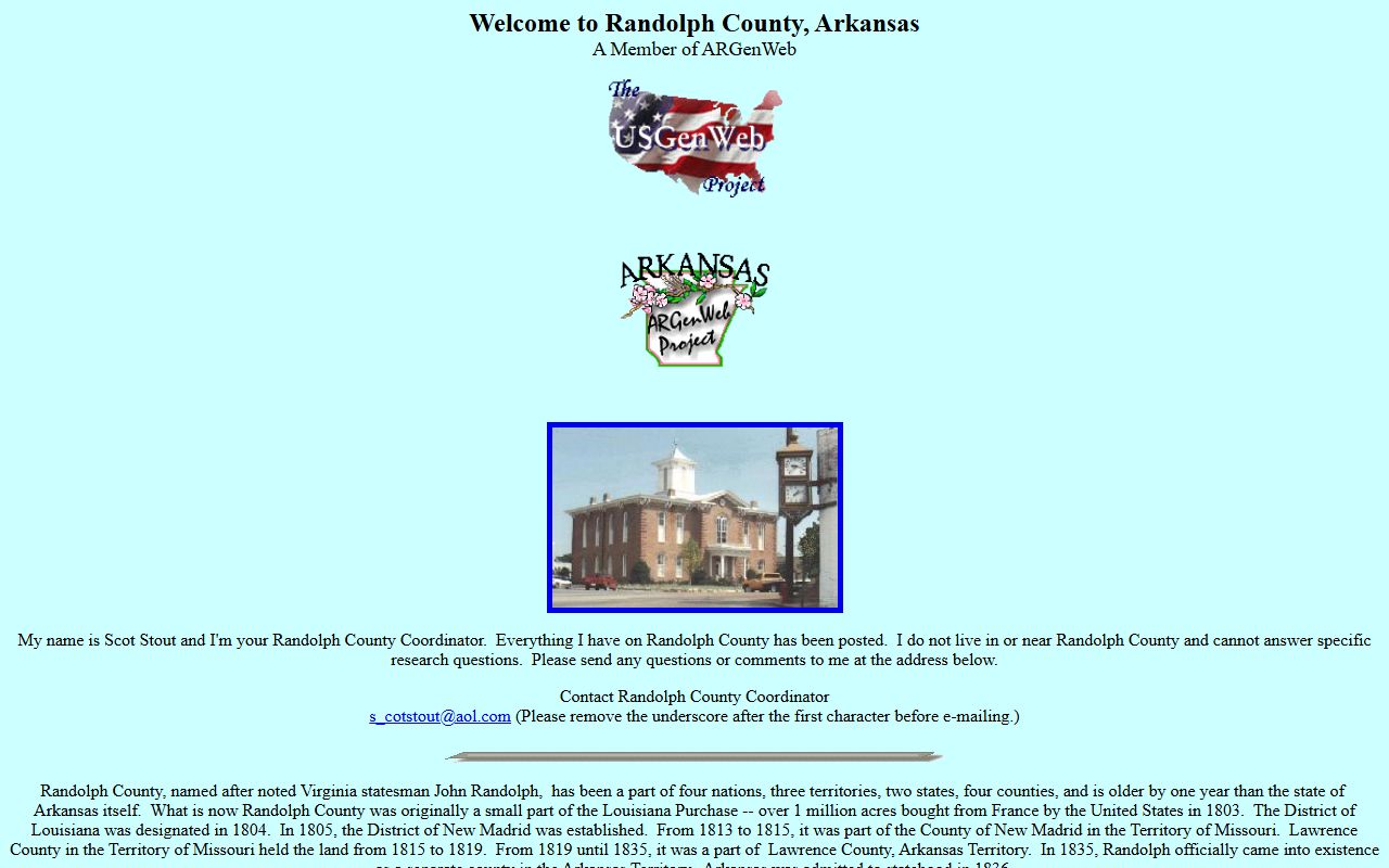 Randolph County obituary records ARGenWeb genealogy page