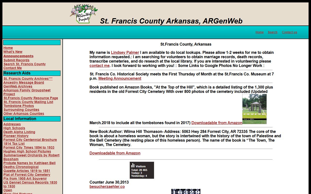 St. Francis County obituary records ARGenWeb page