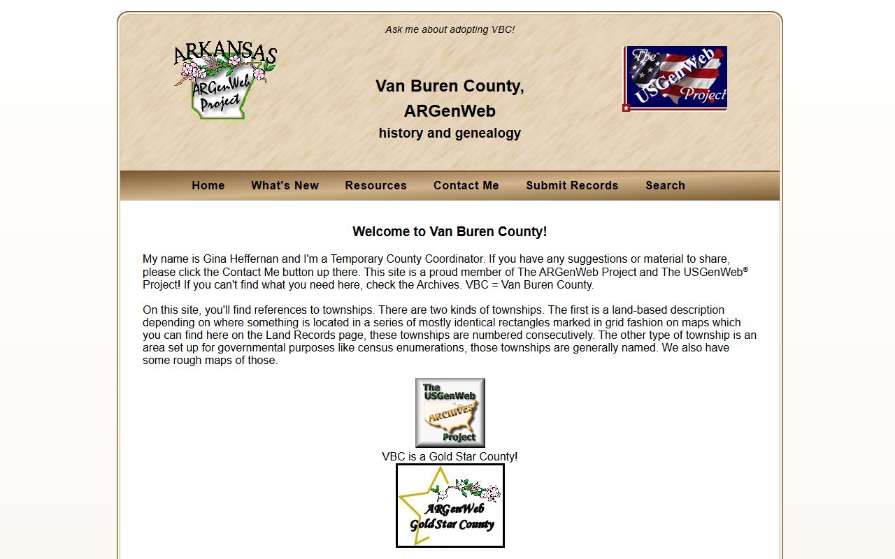 Van Buren County obituary records ARGenWeb page