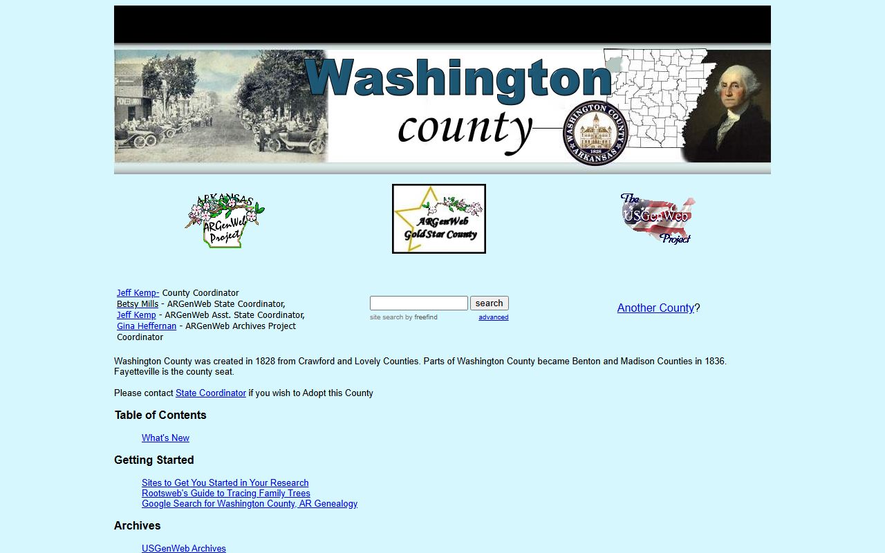 Washington County obituary records ARGenWeb page