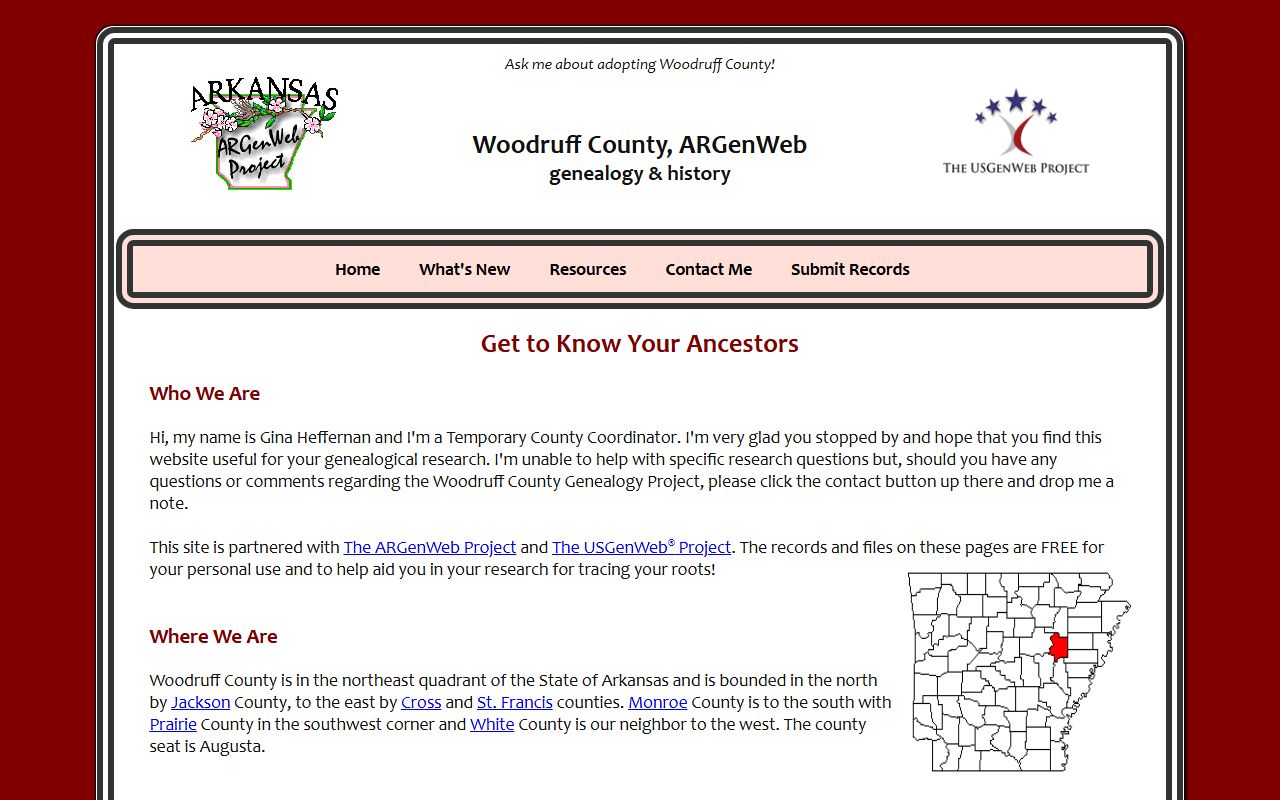 Woodruff County obituary records ARGenWeb page