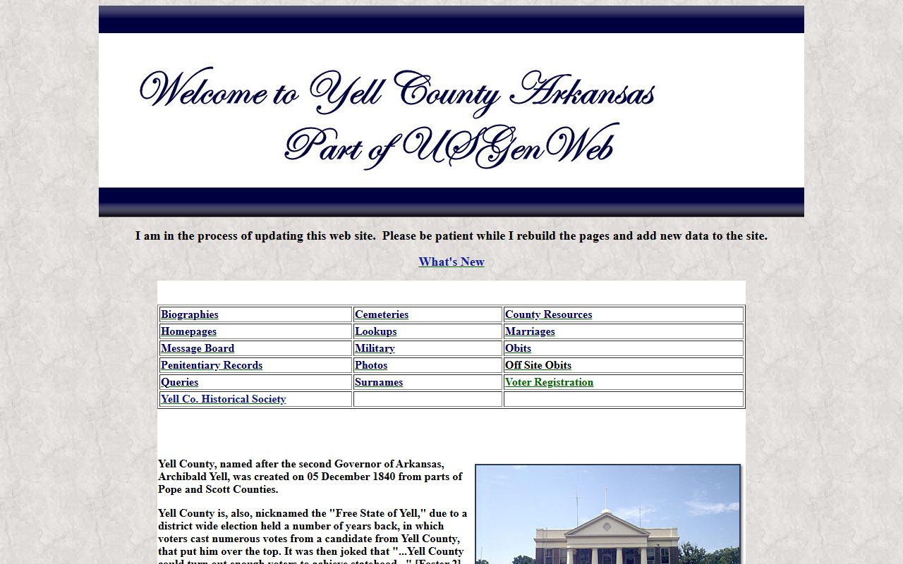 Yell County obituary records ARGenWeb page