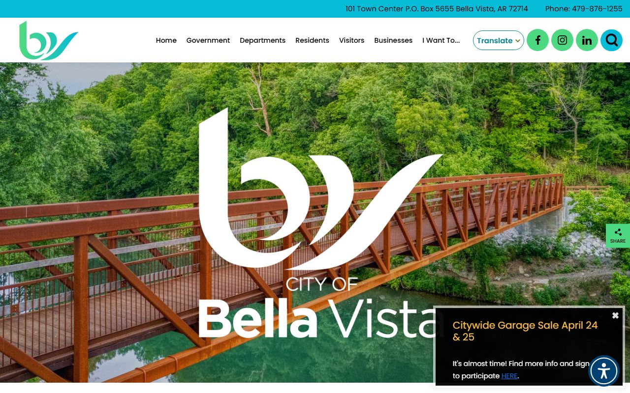 Bella Vista Arkansas city website obituary records